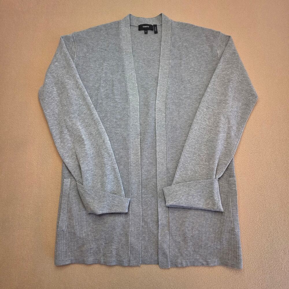 Theory Gray Mixed Stitch Cardigan Sz Small